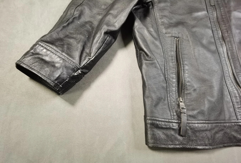 Ross and Cole Herren Lederjacke Echtleder Grau Schwarz Größe 54 | 813