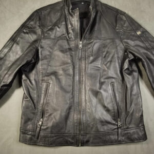 Ross and Cole Herren Lederjacke Echtleder Grau Schwarz Größe 54 | 813