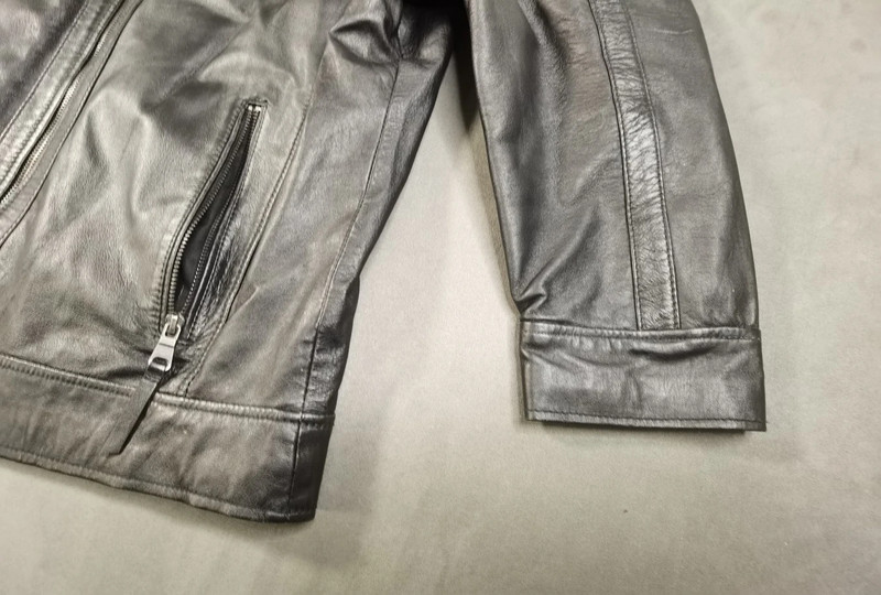 Ross and Cole Herren Lederjacke Echtleder Grau Schwarz Größe 54 | 813