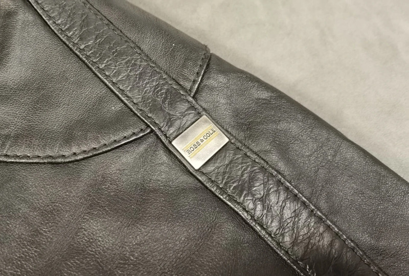 Ross and Cole Herren Lederjacke Echtleder Grau Schwarz Größe 54 | 813