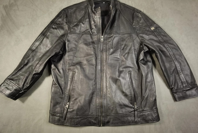 Ross and Cole Herren Lederjacke Echtleder Grau Schwarz Größe 54 | 813