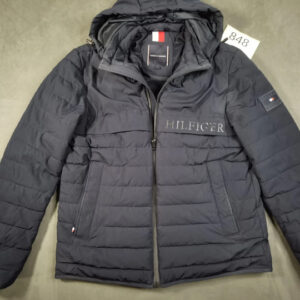 Tommy Hilfiger Herren Steppjacke Winterjacke Dunkelblau Gr. S mit Kapuze | 848