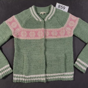 Laurieb. Damen Strickjacke Grün/Rosa – Norweger Muster – Größe M | 859