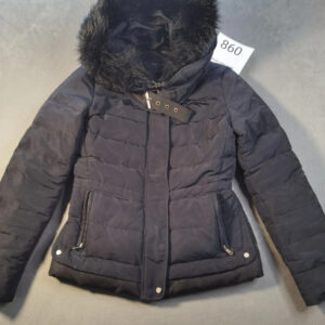 ZARA Basic Damen Winterjacke Schwarz – Kunstfell Kapuze – Größe M | 860