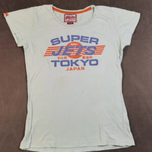 Superdry „Super Jets Tokyo Japan“ T-Shirt – Vintage Look – Light Blue – L | 536
