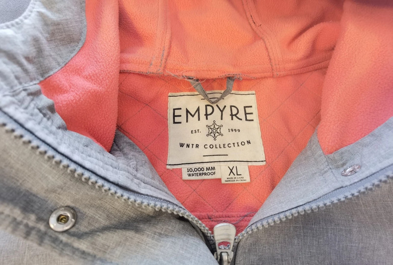 Empyre Herren Winterjacke Kapuzenjacke Grau Orange Wasserdicht Größe XL | 905