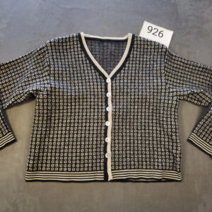 Damen Strickjacke Cardigan | Schwarz Weiß | Muster | Vintage Stil |926