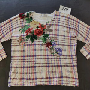 Ovanti Damen Pullover | Gr. 48 | Mehrfarbig | Karo & Blumenmuster | 929