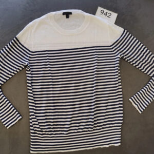 J.Crew Herren Longsleeve Shirt Blau Weiß Gestreift Größe L 100% Baumwolle | 942