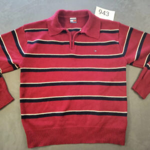 Tommy Hilfiger Herren Strickpullover Rot Gestreift Größe L Half-Zip | 943