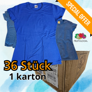 36 Stück Fruit of the Loom Lady-Fit T-Shirt Royalblau – Größe S