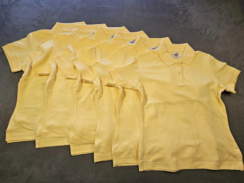 6x Fruit of the Loom Damen Polo Shirt | Größe S | Gelb | Lady-Fit | Set | 635