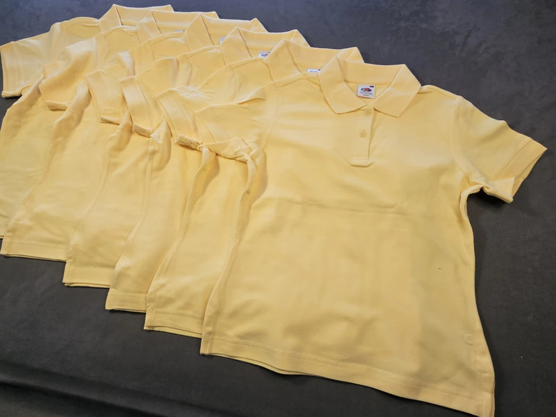 6x Fruit of the Loom Damen Polo Shirt | Größe S | Gelb | Lady-Fit | Set | 635