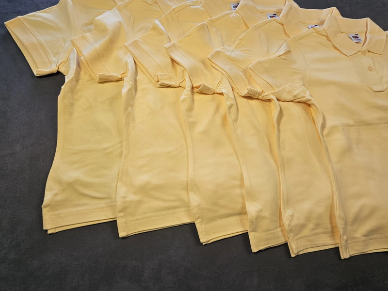6x Fruit of the Loom Damen Polo Shirt | Größe S | Gelb | Lady-Fit | Set | 635