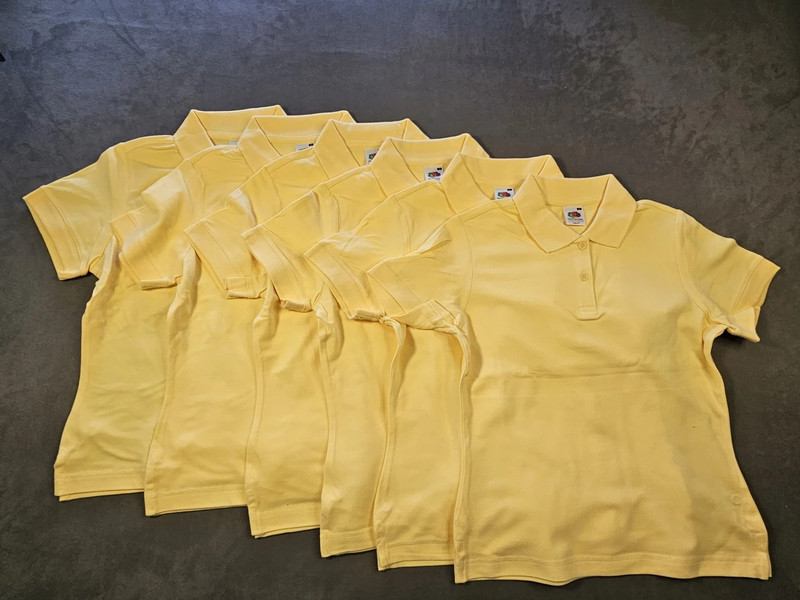 6x Fruit of the Loom Damen Polo Shirt | Größe S | Gelb | Lady-Fit | Set | 635