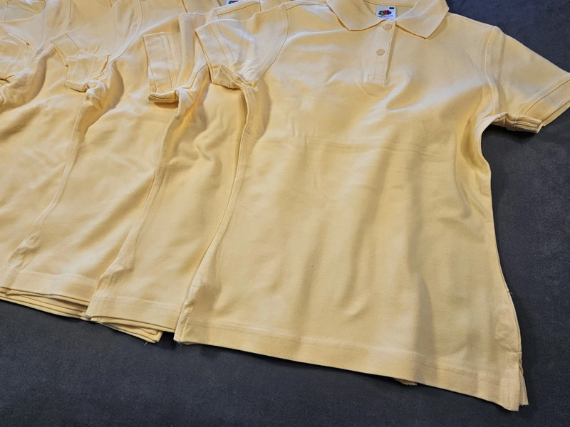 5x Fruit of the Loom Damen Polo Shirt | Größe XS | Gelb | Lady-Fit | Set | 634