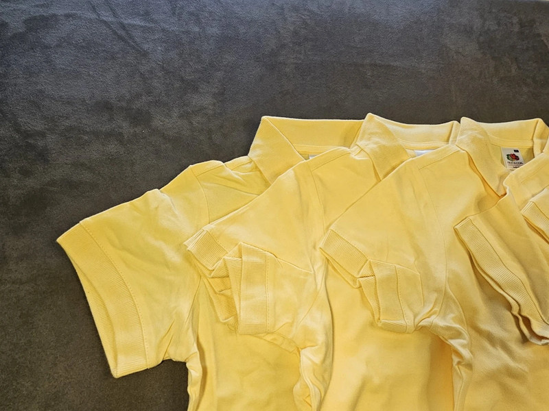 5x Fruit of the Loom Damen Polo Shirt | Größe XS | Gelb | Lady-Fit | Set | 634