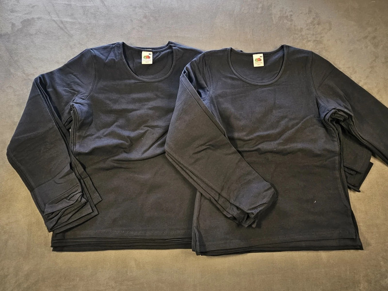 12x Fruit of the Loom Damen Langarmshirt | Größe M | Schwarz | Lady-Fit | Set | 632