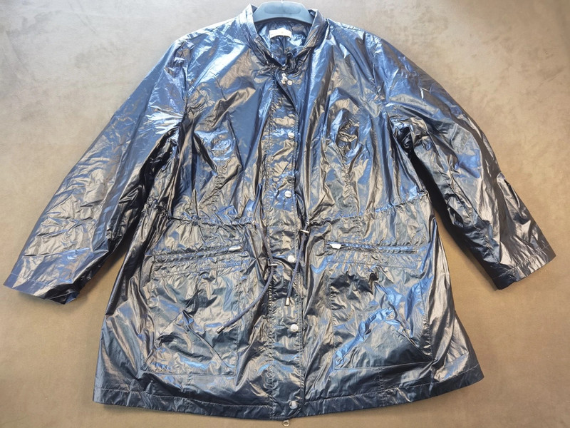 Neu Helena Vera Damen Jacke Mantel Glanzoptik Blau Gr. L/XL| 643