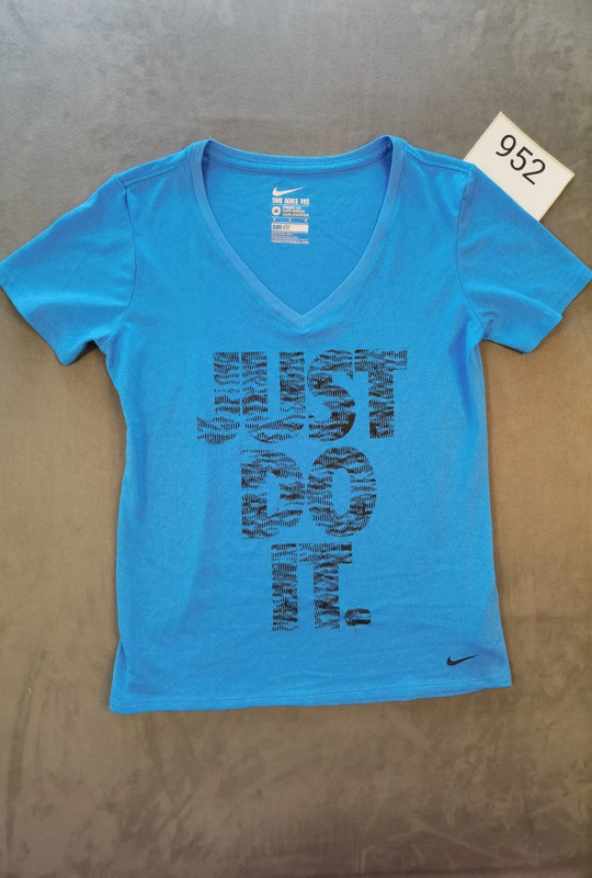 Nike Damen T-Shirt „Just Do It“ Dri-Fit Blau Größe M | 952