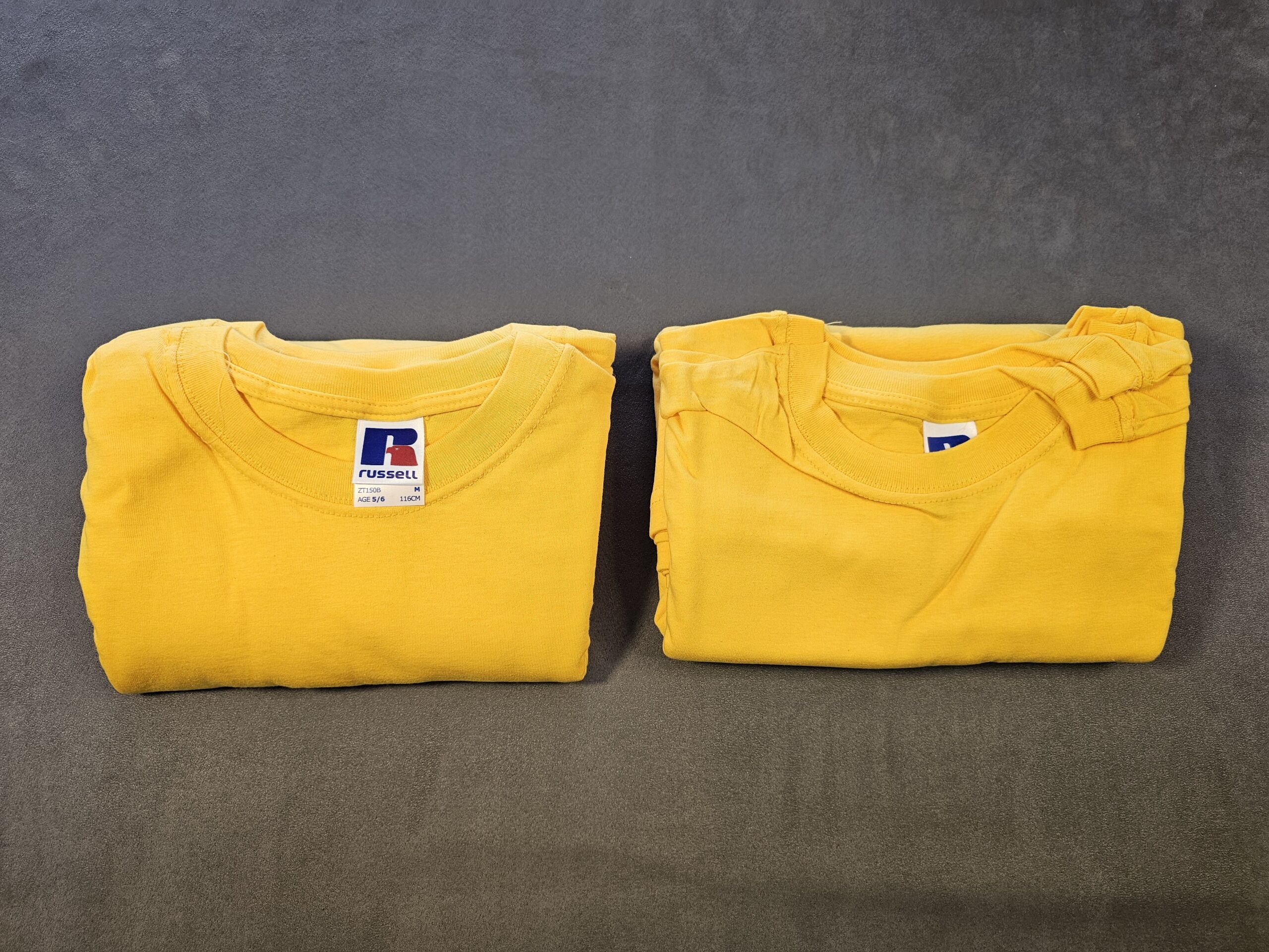 100 stück Joblot Russell Kinder T-Shirt | Größe 116 (5–6 Jahre) | Gelb | Set – Bild 4