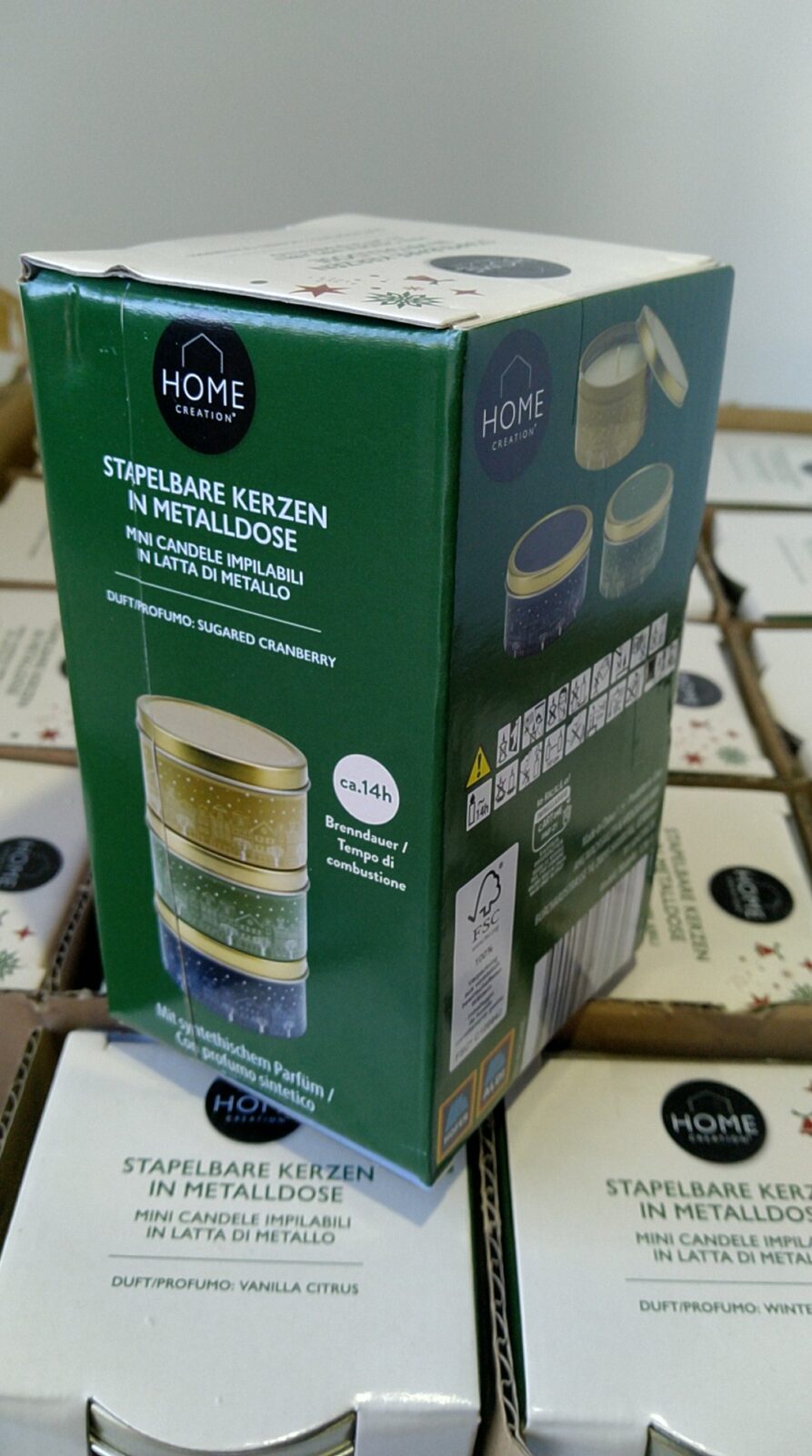 HOME CREATION Stapelbare Duftkerzen in Metalldose, 3er-Set – Bild 5