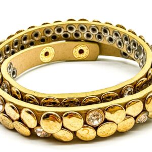 Goldfarbenes Strass-Wickelarmband mit Druckknopfverschluss