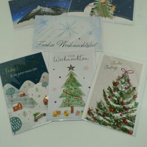 Set mit 6 Weihnachtskarten mit verschiedenen festlichen Motiven