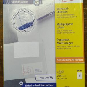Avery Zweckform 3652 Universal-Etiketten 70 x 42,3 mm – 2.100 Stück