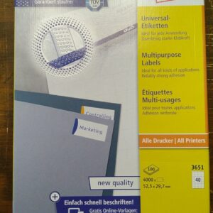 Avery Zweckform 3651 Universal-Etiketten 52,5 × 29,7 mm – 4.000 Stück