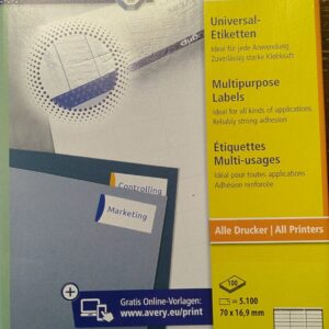 Avery Zweckform Universal-Etiketten 3420, 70 × 16,9 mm, 5.100 Stück