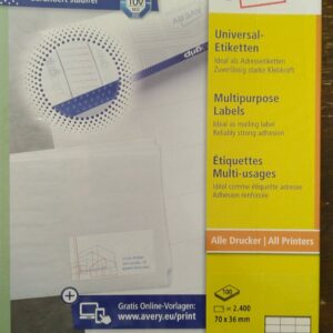 Avery Zweckform 3475 Universal-Etiketten 70 × 36 mm, 2.400 Stück