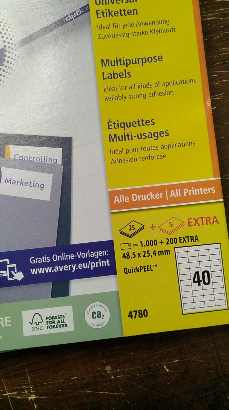 Avery Zweckform 4780 Universal-Etiketten 48,5 × 25,4 mm, 1.200 Stück – Bild 2