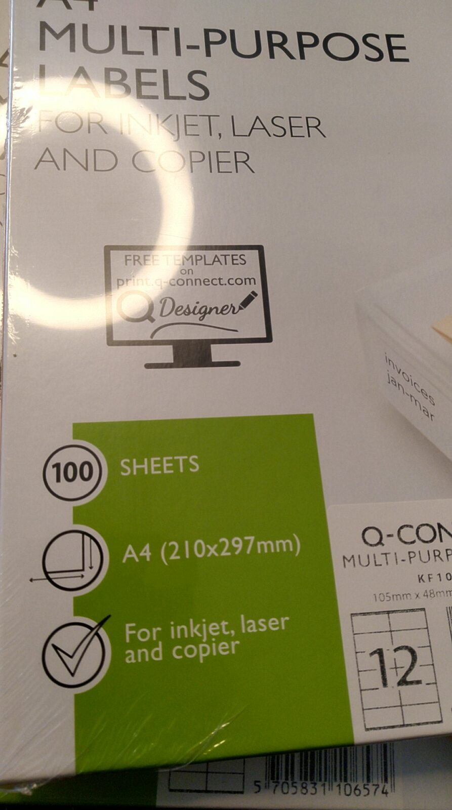 Q-CONNECT KF10657 A4 Mehrzwecketiketten 105 × 48 mm – 100 Blatt – Bild 2