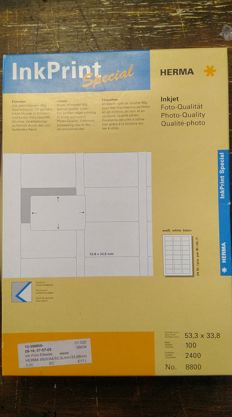 HERMA InkPrint Special 8800 Etiketten 53,3 × 33,8 mm, 2.400 Stück