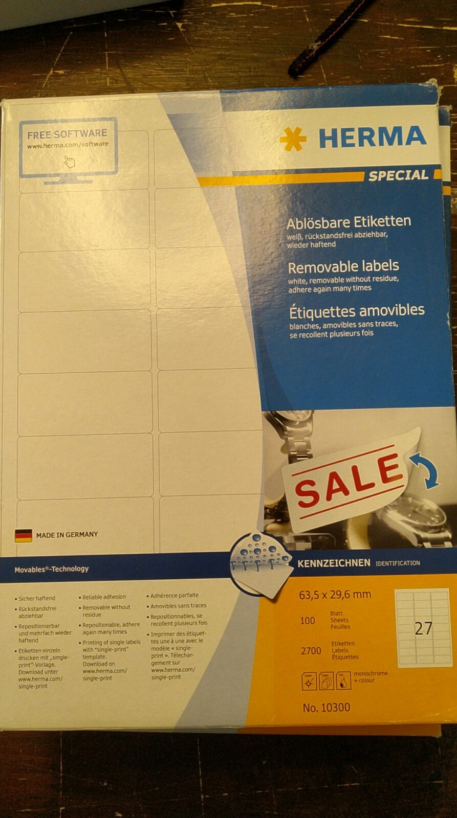 HERMA Special 10300 ablösbare Etiketten 63,5 × 29,6 mm, 2.700 Stück