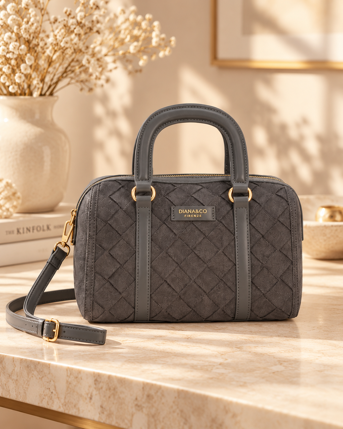 Diana&Co Firenze Damen-Handtasche DHJ113-4 in Rauchgrau