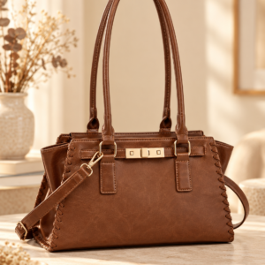 Braune Damen-Handtasche H5708 mit Schulterriemen 30 × 17 × 11 cm