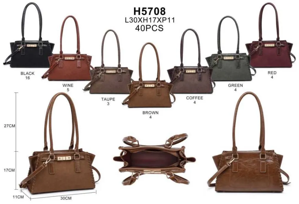 Braune Damen-Handtasche H5708 mit Schulterriemen 30 × 17 × 11 cm – Bild 2