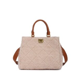 Gesteppte Damen-Handtasche Rosé-Beige mit Schulterriemen