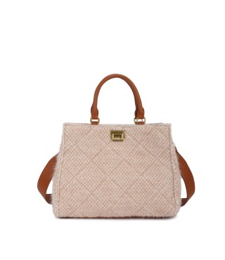 Gesteppte Damen-Handtasche Rosé-Beige mit Schulterriemen