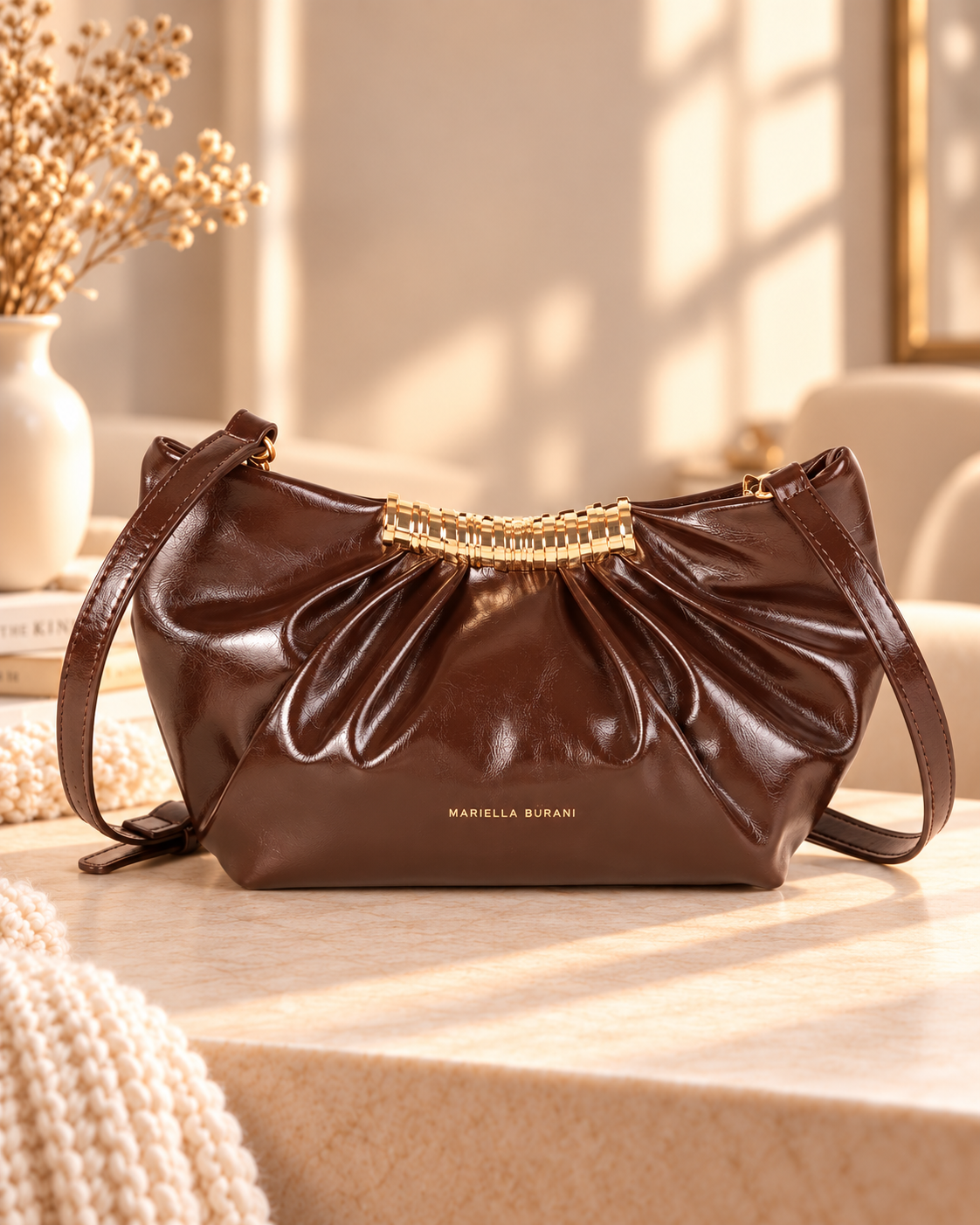 Mariella Burani MB031 Damen-Umhängetasche Braun 30 × 8 × 14 cm