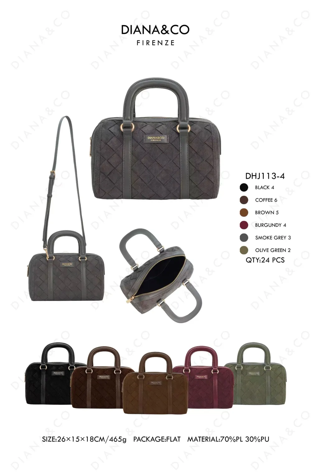Diana&Co Firenze Damen-Handtasche DHJ113-4 in Rauchgrau – Bild 2